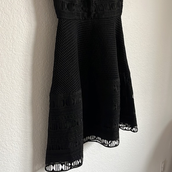 ❄️Holiday Dress❄️ Nicole Miller Black Eyelet Cocktail Dress A-Line - Picture 6 of 9